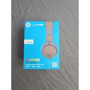 JLab JBuddies Studio On-Ear Kids Wired Headphones with Mic, Graphite/Blue